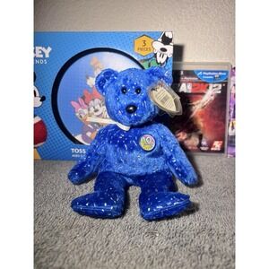 Ty Decade Beanie Baby Teddy Bear Dark Blue • Rare Tag Errors Retired 2002/2003
